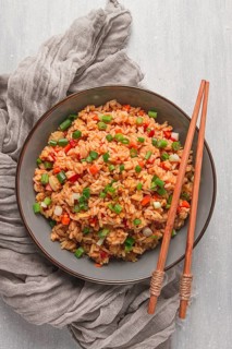 Fried Rice, with vegetables and egg, Chinese cuisine, homemade, no people