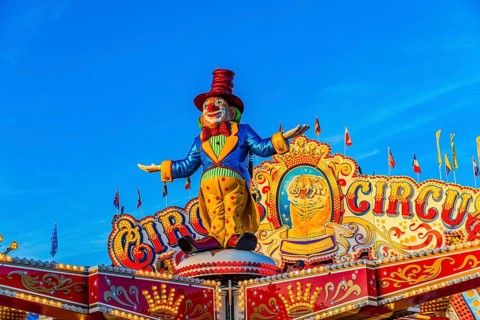 Clown figure in the round and high ride Circus Circus, Oktoberfest, Festwiese, Theresienwiese,