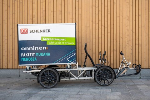 DB Schenker electric vehicle, Oodi Central Library and Cultural Centre, designed by ALA Architects,