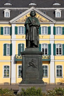 The Beethoven Monument commemorates the famous composer Ludwig van Beethoven on Münsterplatz, Bonn,