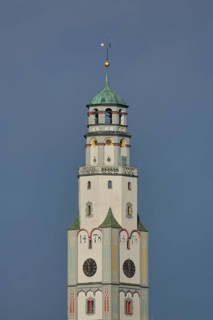 Mould tower built in 1478 and landmark, Lauingen, Donauried, Bavaria, Germany, Europe