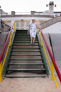 Elderly tourist on the island of Borkum, 21.07.2024