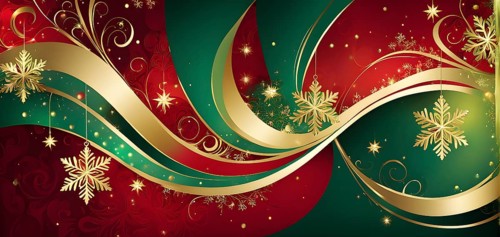 Abstract wallpaper illustration of Christmas symbols for gift cards, swirling shapes and lines, in