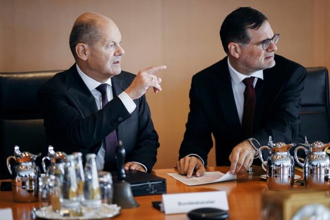 Federal Chancellor Olaf Scholz (SPD), together with Wolfgang Schmidt (SPD), Head of the Federal