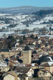 Malzieu-ville labelled Les Plus Beaux Villages de France, The belfry (tour de l'horloge) .