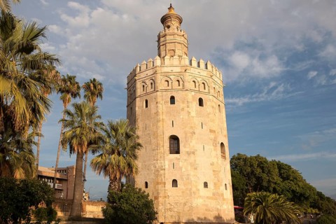 Torre del Orre built 1220 by the Almohads, moorish tower where gold was stored, Seville, Spain,