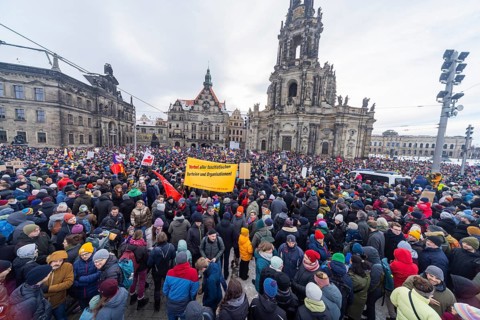 Several thousand people protested on Sunday in Dresden and elsewhere, against the AfD and in favour