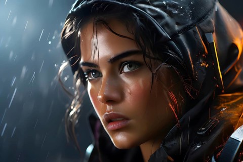 Portrait of sweating woman after workout, AI generated