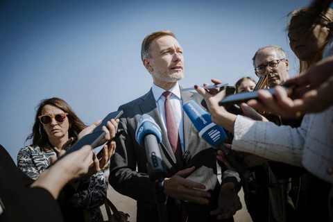 Christian Lindner (FDP), Federal Minister of Finance, photographed during a press statement in