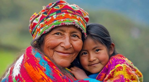 Indigenous peoples of Andes and South America in national clothes., AI generated
