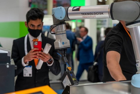 First day at Hannover Messe 2022, industrial trade fair, after a 2-year corona break, exhibition