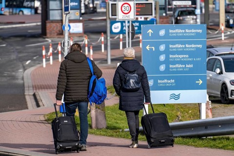 Norddeich-Mole railway station, at the ferry landing stage to the East Frisian islands of Norderney