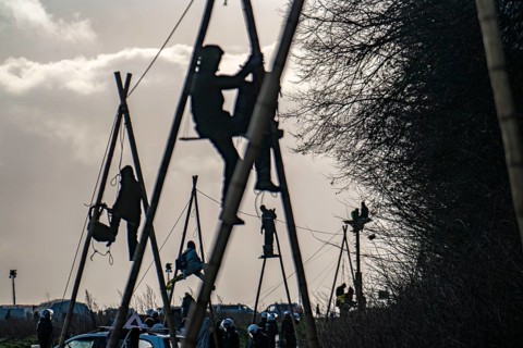 Beginning of the eviction of the Lützerath hamlet, camp of climate activists and squatters, at the