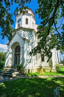 Cycle path church in Kienitz, Letschin, Brandenburg, Germany, Europe