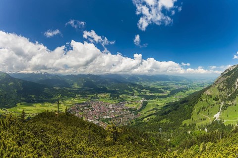 Panorama from Schattenberg, 1692m, on Oberstdorf, Allgäu, Bavaria, Germany, Europe