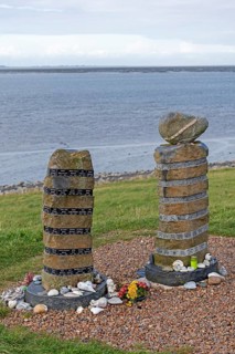 Memorial site for those buried at sea, harbour, Strucklahnungshörn, Nordstrand, North Frisia,