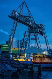 Port of Duisburg, outer harbour, container handling at the Parllelnhafen, Duisburg, North