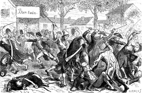 Unrest in Holland, Prussian military invades Holland (1787), suppress uprising, soldiers, city,
