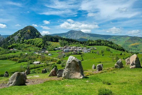 Megalithic Land Art Installation Near Borée Village in the Ardeche Mountains. Monts d'Ardeche