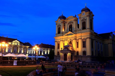 Banat, Timisoara, Timisoara, Old Town, Catholic Cathedral at Piata Unirii, Unification Square,