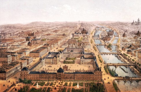 Panorama of the Tuileries and the Louvre, Paris around 1870, France, Historical, digitally restored