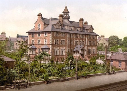 Station Hotel, Dumfries, Scotland, Historic, digitally restored reproduction from a 19th century
