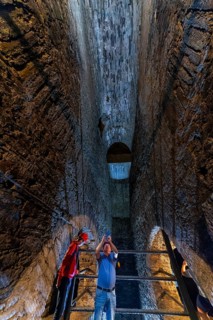 Wheel room of the Unverhofft Segen Gottes Erbstolln in Oberschöna, where there is a 13 metre high