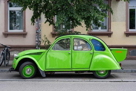 A Citroën 2CV on the side of the road, Baden-Württemberg, Germany, Europe