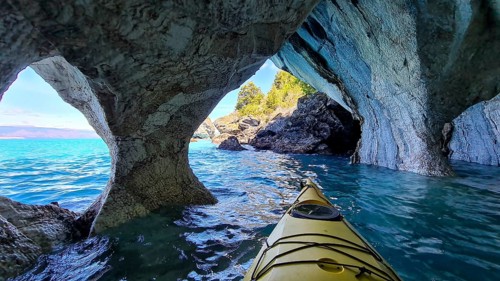 Capillas de Marmol in Lago General Carrera in Patagonia on the Carretera austral, Patagonia, Chile,