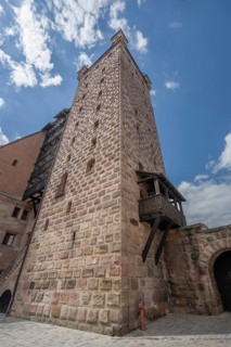 Luginsland Tower, built in 1377, highest tower of the Nuremberg Imperial Castle, Nuremberg, Middle