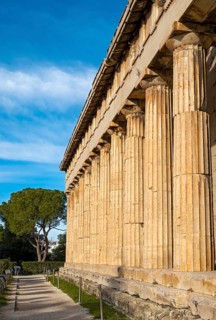 Doric colonnade of the Temple of Hephaestus, Ancient Agora of Athens, Greece, Europe