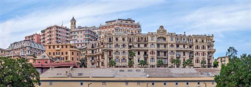 View from the Palazzo di Andrea Doria to the upper town of Genoa, on the right the former Grand