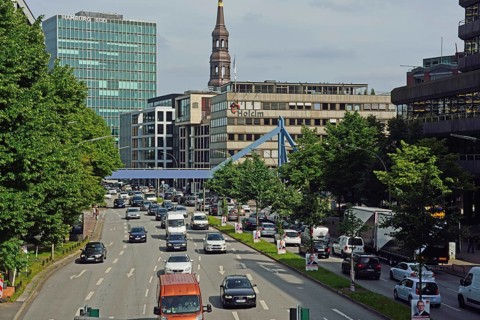 Europe, Germany, Hamburg, Altstadt, Willy-Brandt-Str., View to the shipping company Hamburg Süd and
