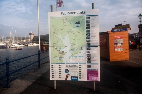 Map of River Fal transport links Prince of Wales pier, Falmouth, Cornwall, England, UK