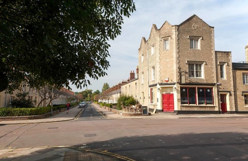 Buildings in the planned Railway Village housing area built for workers in the Great Western