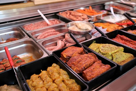 Variety of fine meat products in the butchery (Variety of fine meat products in the butchery)