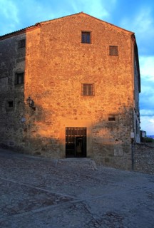 Late evening sunshine on historic monastery building medieval town of Trujillo, Caceres province,