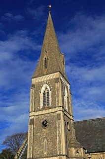 Victorian spire of St Andrew's church, Melton, Suffolk, England, UK