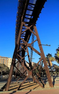 El Cable Inglés raised railway line, Almeria city, Spain built 1902-1904 for iron ore export