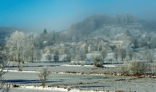 Aubrac plateau in winter. Lozere department. Occitanie. France