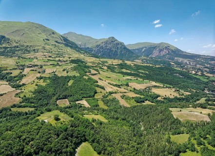 Mountain landscape near Montemonaco in the Marche Apennines. Arquata del Tronto, Ascoli Piceno,