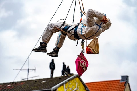 Beginning of the eviction of the Lützerath hamlet, camp of climate activists and squatters, at the