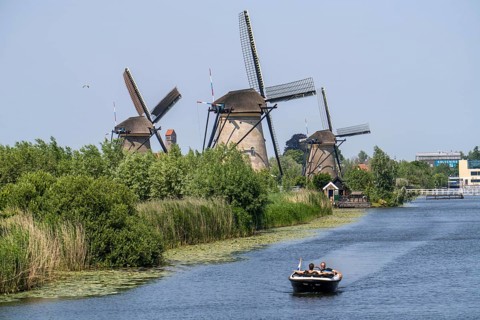 Kinderdijk, 18 windmills designed to pump water from the polders to utilise the land, one of the