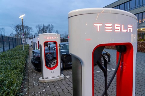 Tesla Supercharger Station, fast charging stations from Tesla, Paderborn, North Rhine-Westphalia,