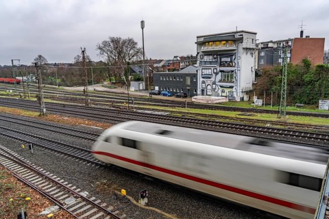 The Deutsche Bahn AG signal box in Mülheim-Styrum, controls train traffic on one of the busiest