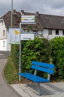 Carpool bank, people can wait here for a lift, your destination is indicated by a selection of