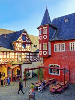 Outdoor catering, Alter Posthof, Bacharach am Rhein, UNESCO World Heritage Upper Middle Rhine