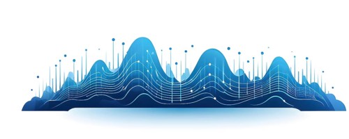 Illustration of abstract audio frequency sound wave lines, AI generated