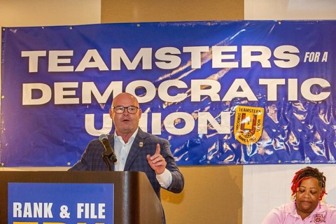 Chicago, Illinois, Teamsters General President Sean O'Brien speaks at the convention of Teamsters