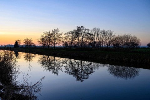 Sunset at the Hunte, Lohne, river, reflection, between Lembruch and Diepholz, Lembruch, Lower